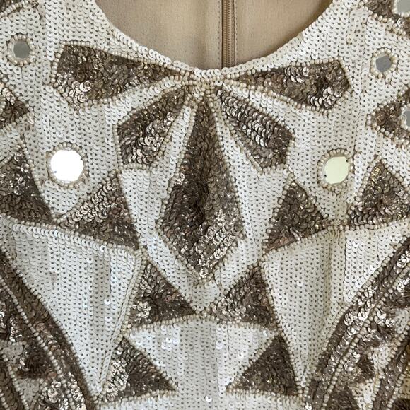 NEEDLE & THREAD Sunstone Mini Dress Gold White Sequins {J39} - Picture 3 of 7